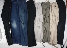 Boys Pants Bundle Sizes M–XXL | 8pc Mixed Brands | Pre-Owned with Knee Tears