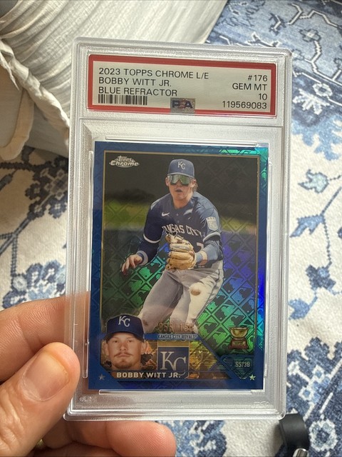 2023 Topps Chrome Logofractor #176 Bobby Witt Jr Blue Refractor /150 PSA 10 GEM