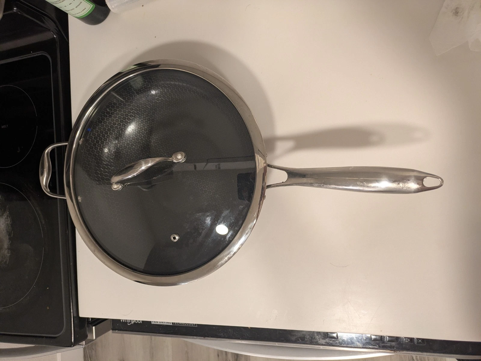 12” Hybrid Stainless Steel Wok with Glass Lid – Nonstick, Induction Ready – New