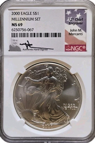 2000 Silver Eagle Millennium Set Mercanti Signed NGC MS69 
