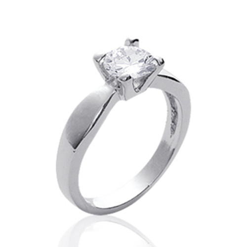Bague solitaire en argent massif et zirconium, cadeau d'anniversaire taille 56