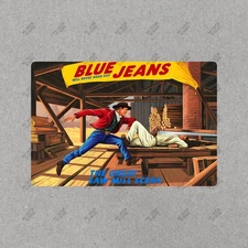 Vintage Western Movie Poster Metal Sign Blue Jeans Ad Sawmill Scene #56841