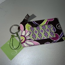 Vera Bradley Púrpura Punzón Floral Cremallera Estuche Identificación Monedero Nuevo Con Etiquetas