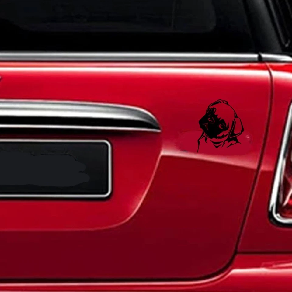 Black Cute Pug Dog Vinyl Decal Sticker for Macbook Laptop Car Window Wall Door - Image 4 of 4