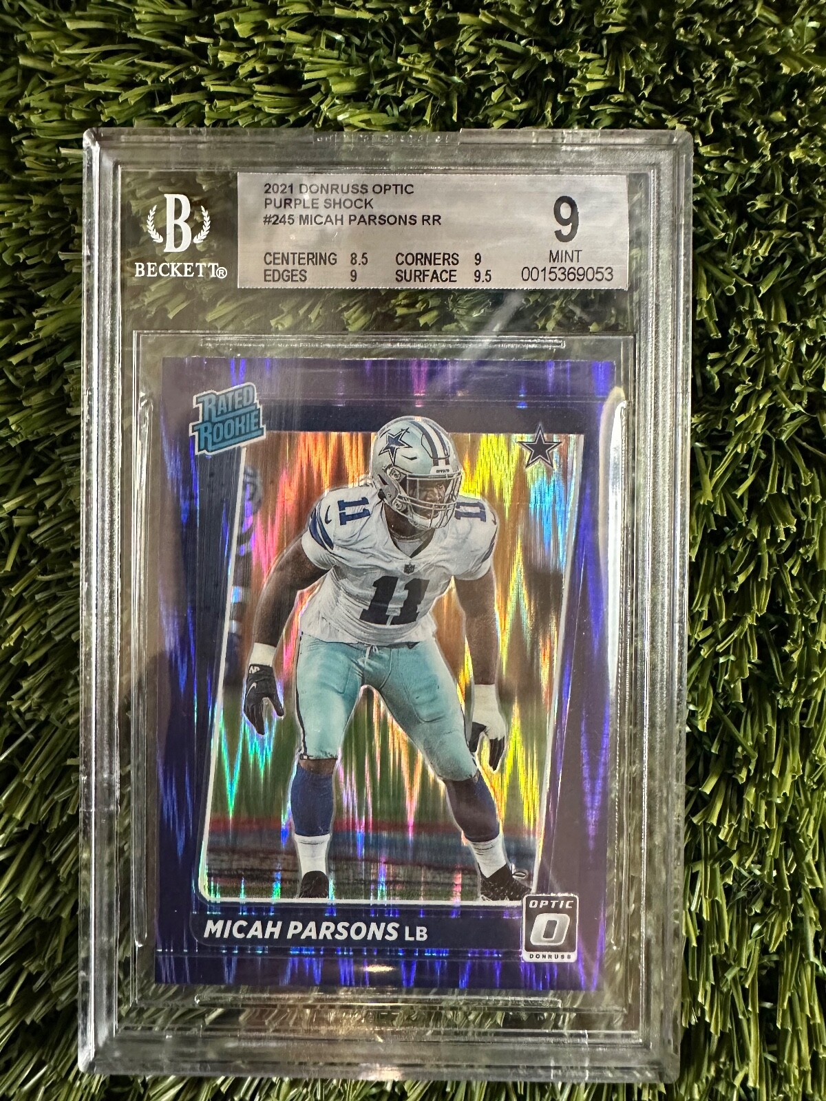 2021 DONRUSS OPTIC PURPLE SHOCK MICAH PARSONS #245 BGS 9.0