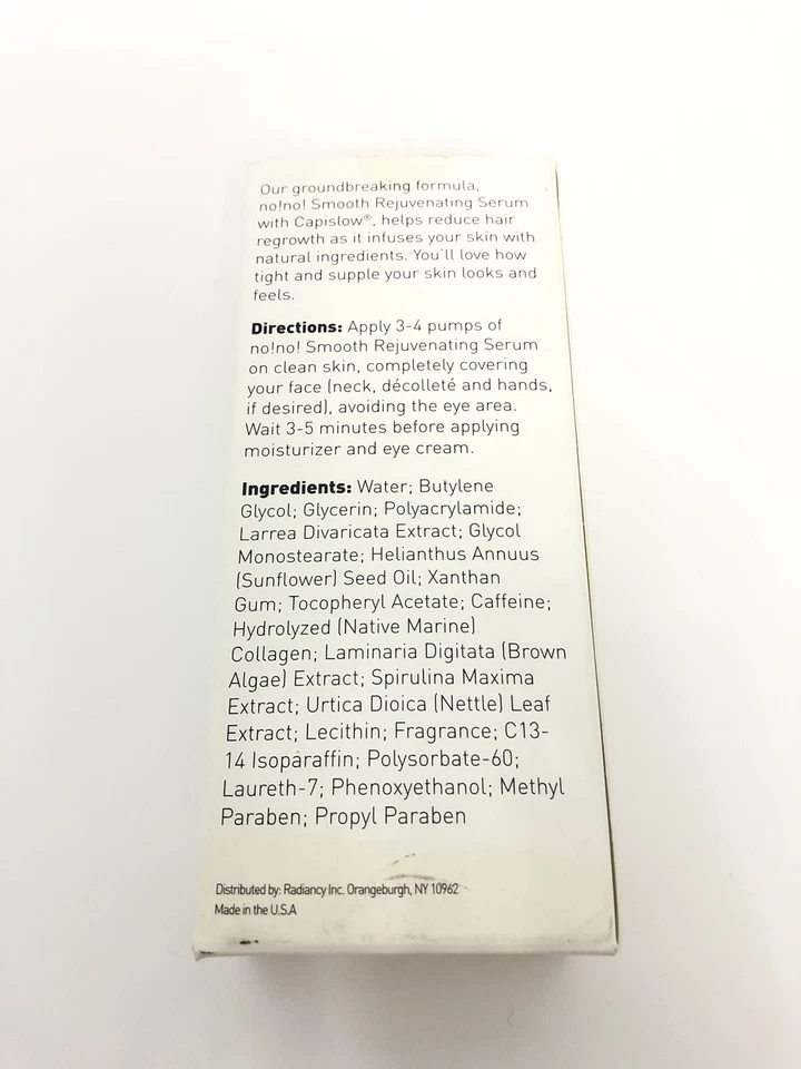 NO! NO! Smooth Skin Rejuvenating Serum With Capislow 30ml New In Box - Image 2 of 4