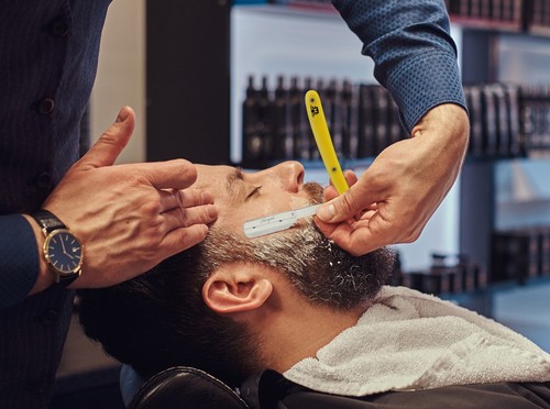 Men Shaving Straight Cut Throat Razor Barber Salon Rasoirs Leather Pouch Yellow - Picture 6 of 6