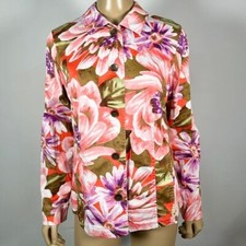 Additions by Chico  s Women  s Size 1 Medium Button Front Jacket Floral Print