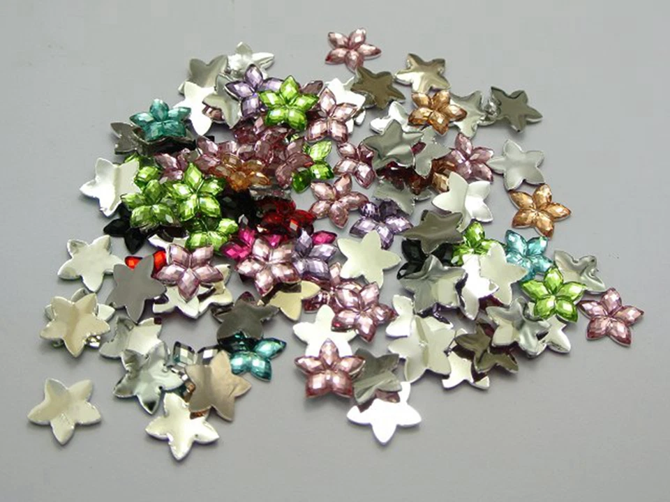 500 pedras preciosas de strass estrela facetada traseira plana acrílica cor mista 8mm - Imagem 3 de 4
