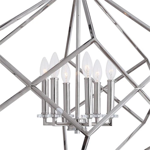 Uttermost Euclid 6-Light Steel and Crystal Cube Pendant Light in Nickel - Picture 3 of 8