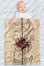 Harry Potter Soft Fleece Baby Blanket, Cozy Crib Throw 30"x40" Folded Map