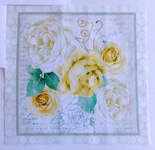 Cotton Fabric Pic E Yellow White Flowers Square is 10 1/4" L x 10" W Cream Bkg