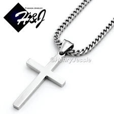 20"24"30"Stainless Steel 2mm Silver Franco Box Curb Chain Plain Cross Pendant*SP