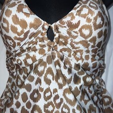 Antonio Melani Spotted Shirred Ring Tankini Swim Top Size S $78 Animal Print