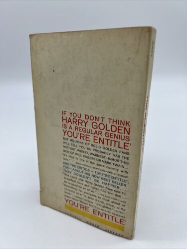 YOU'RE ENTITLE' BY HARRY GOLDEN 1ST CREST PRINT 1963 VINTAGE Paperback - Picture 2 of 6