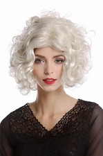 Perücke Damen Karneval Diva Hollywood kurz lockig Mittelscheitel platin blond 