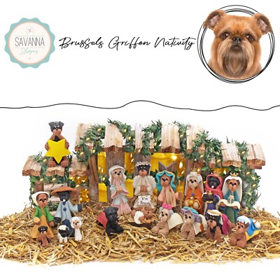 Brussels Griffon Dog Nativity Set - Handmade Dog Lover Gift by SAVANNASHOPS