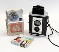 Lot of 2 Vintage 127 Film Cameras - Brownie Reflex Synchro  Hawkeye Flashfun
