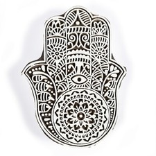 Indian Wood Stamps Hamsa Fatima Stamp Hand Craved Printing Block Textile Stamp