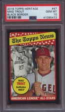 2018 Topps Heritage 47 Mike Trout Black Border PSA 10 Gem Mint 50 Made Pop 2
