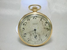1919 ELGIN GM WHEELER 17J GRADE 452 POCKET WATCH GOLD FILLED CASE WORKING