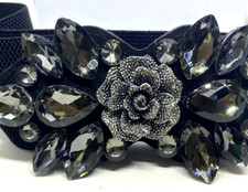 NWOT Flower Beaded Rhinestone Elastic Cummerbunds Female Dress Corsets Waistband