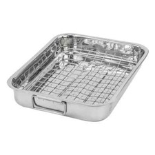Stainless Steel Roasting Tray Tins With Non Stick Roaster Rack Deep Baking Pan