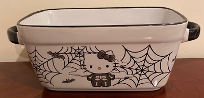 Sanrio Hello Kitty Halloween Ceramic Bread Loaf Pan Baking Dish Skeleton Spiders