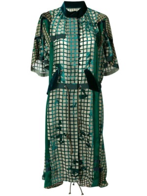sacai green dress Sweater Top Green Embroidered Dress