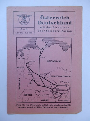 OESTERREICH DEUTSCHLAND Eisenbah ORARIO FERROVIA AUSTRIA timetable CICE 1954 1 - Picture 1 of 1