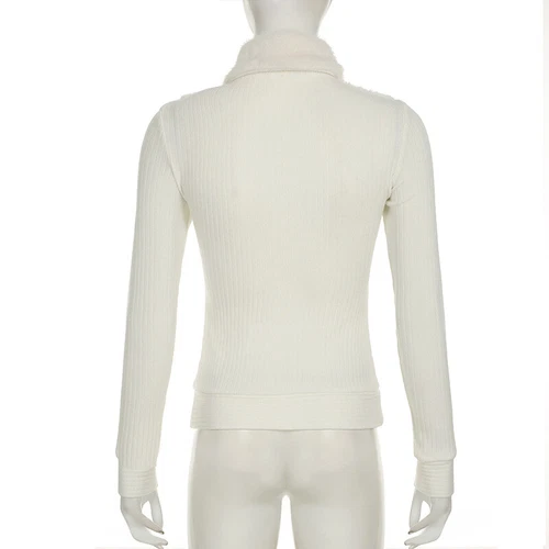 Wolliges Revers Taille Taille Oberteil Schlankmacher Langarm Pullover Patchwork Strickjacke - Bild 12 von 20