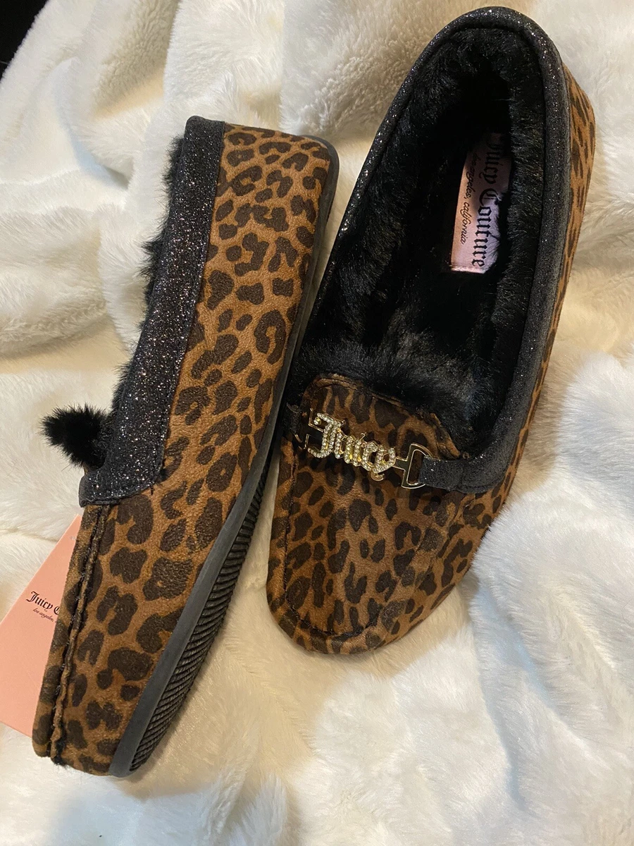 NewJuicy Couture Animal Cheetah Print Women s Fuzzy Slip on