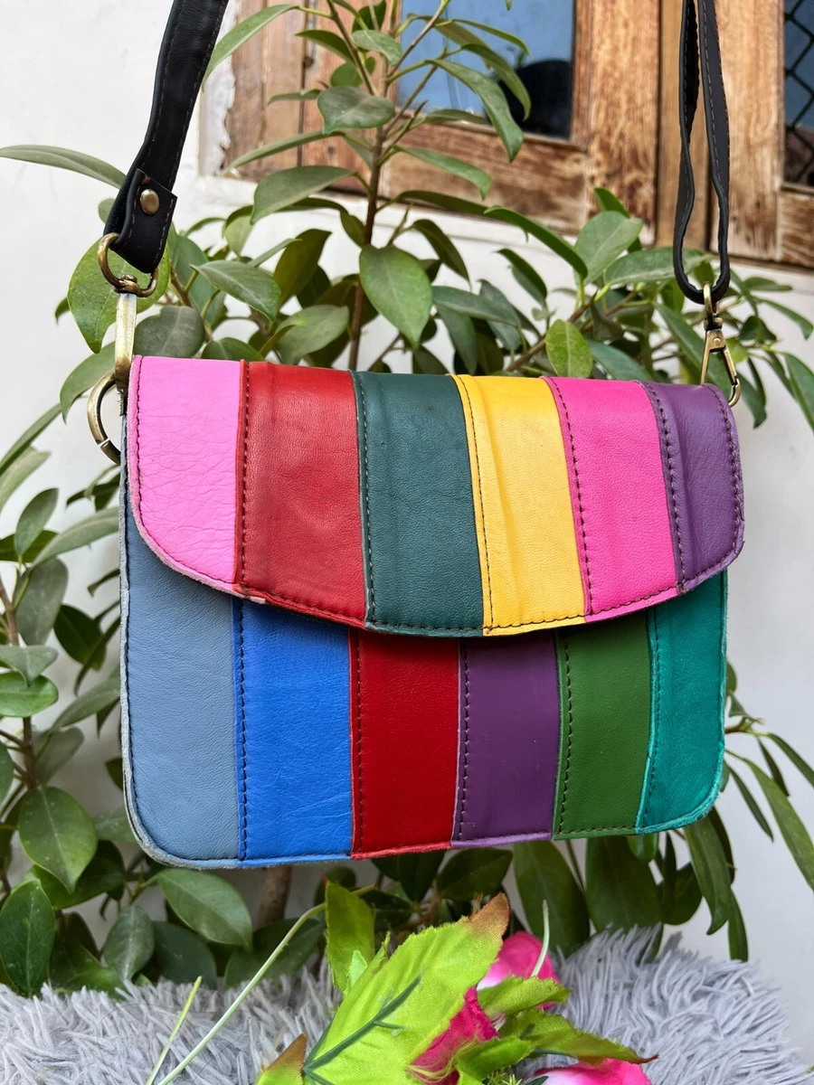 Real Leather Handbag Multi Color Sling Bag Shoulder Bag Recycled