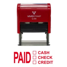 Paid Cash Check Credit Self Inking Rubber Stamp