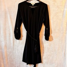 Michael Michael Kors black belted dress with gold accents large