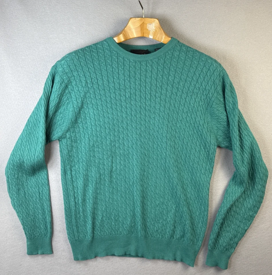 Suéter Forte Mujer L Verde Mezcla Cachemira y Seda Minimalista Oficina Cable Tejido Foto 2 de 4