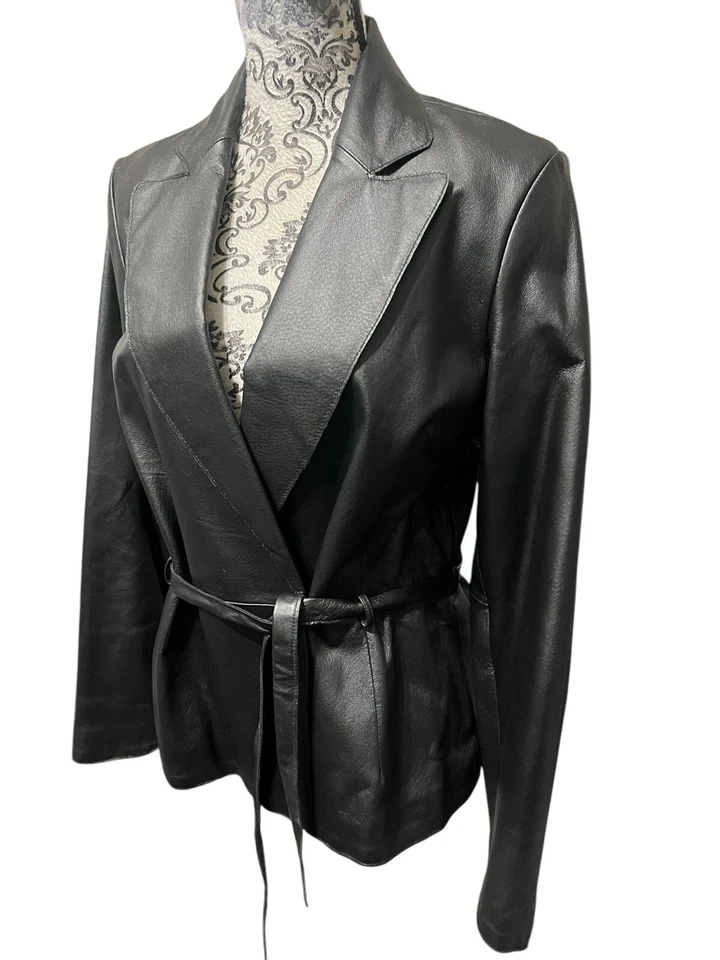 Bisou Bisou Leather Jacket Michele Bohbot Black Size Medium - Image 2 of 4