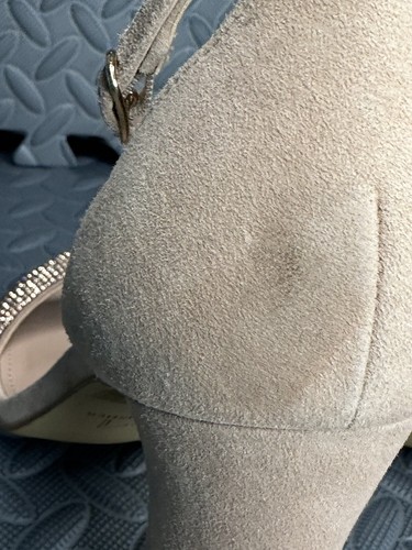 MARC FISHER LTD Angelo PINK SUEDE Rhinestones leather Womens 4" heel sandal Sz 9 - Picture 10 of 12