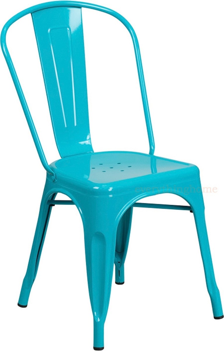 Tolix Teal Metal Stacking Dining Chair Commercial Quality 1, 3, 4