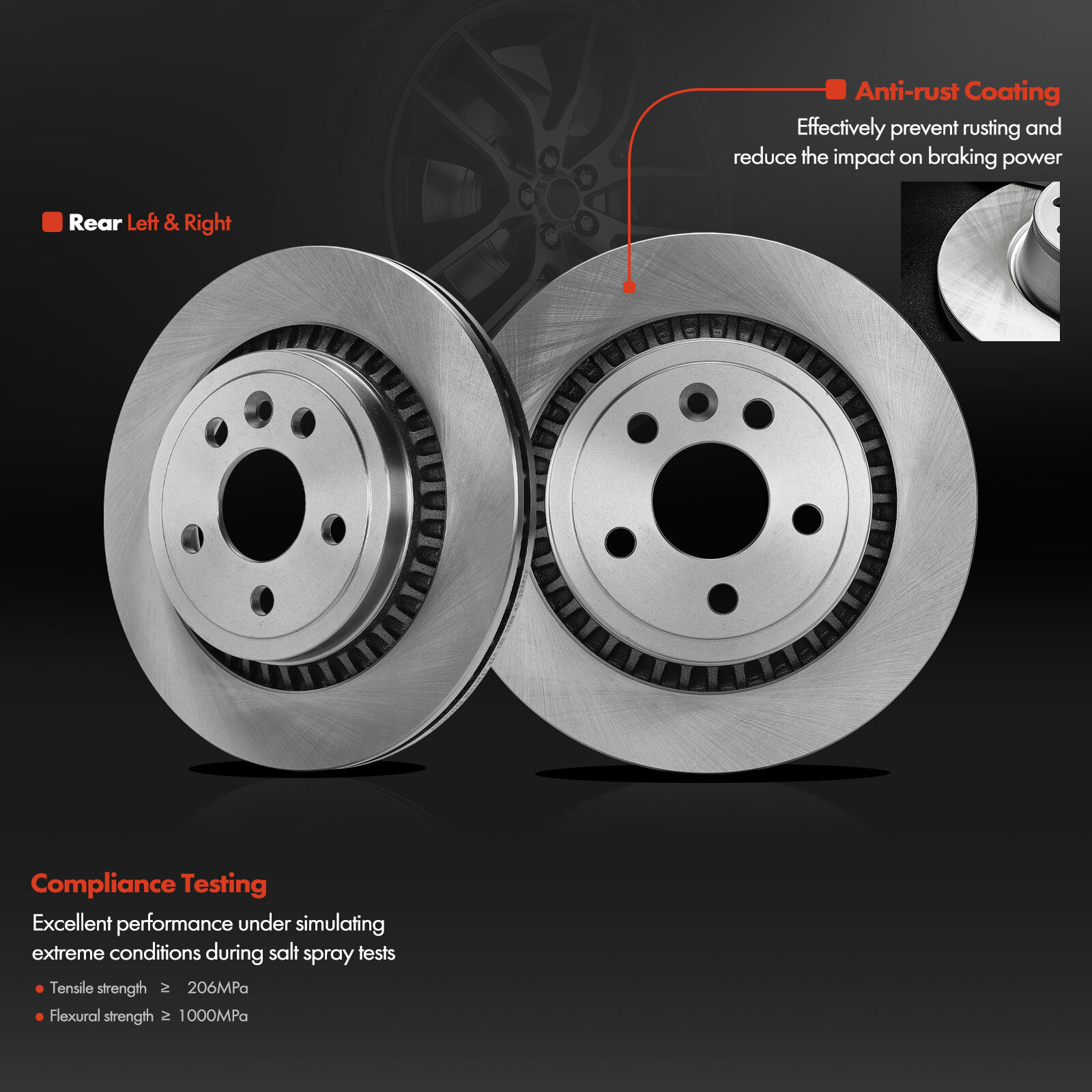 2x Rear LH & RH Disc Brake Rotors for Volvo XC60 20102017 2.0L 2.5L 3