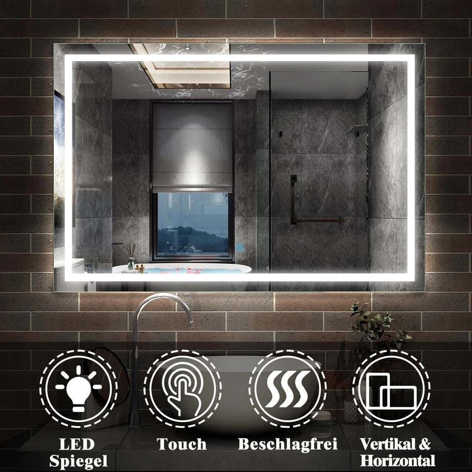 LED Badspiegel Wandspiegel mit Beleuchtung TOUCH / SENSOR Beschlagfrei Spiegel