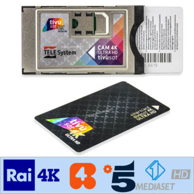 Tivusat Cam 4K Ultra HD TeleSystem Modul+Karte aktiviert für RAI & Mediaset NEU