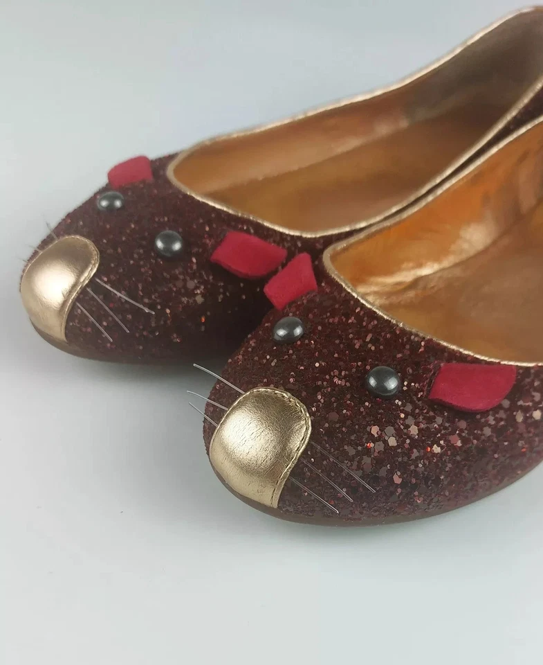 Marc Jacobs Donna Ballerine Glitterate con Musetto Mouse Face - Collezionabile! - Immagine 3 di 4