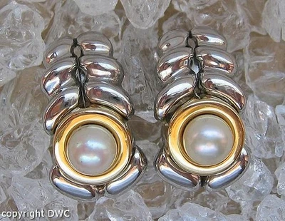 Ohrclips Ohrringe aus Stahl 750 18 Kt. Gold mit Perle Perlen Pearl Clips - Bild 1 von 4
