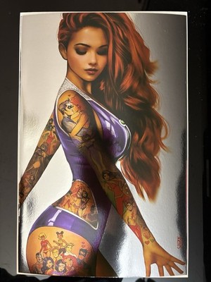 TITANS #1 NATHAN SZERDY STARFIRE TATTOO FOIL VIRGIN VARIANT CVR D ~ DC COMICS