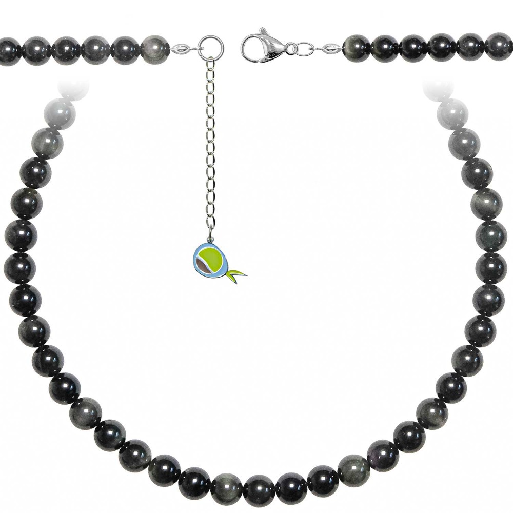 Collier en obsidienne oeil céleste 43 cm pour apaiser le stress et retrouver l'équilibre