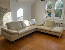 Willi Schilig Beige Leather Large Corner Sofa Designer Modern 6 Seater 285cm