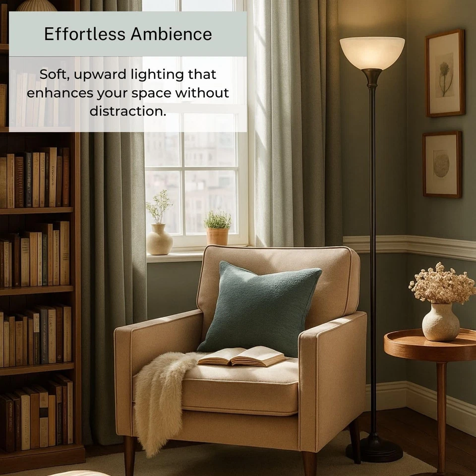 Lámpara de pie de bronce, antorcha de 72"" con pantalla de vidrio, lámpara de pie moderna para Foto 4 de 4