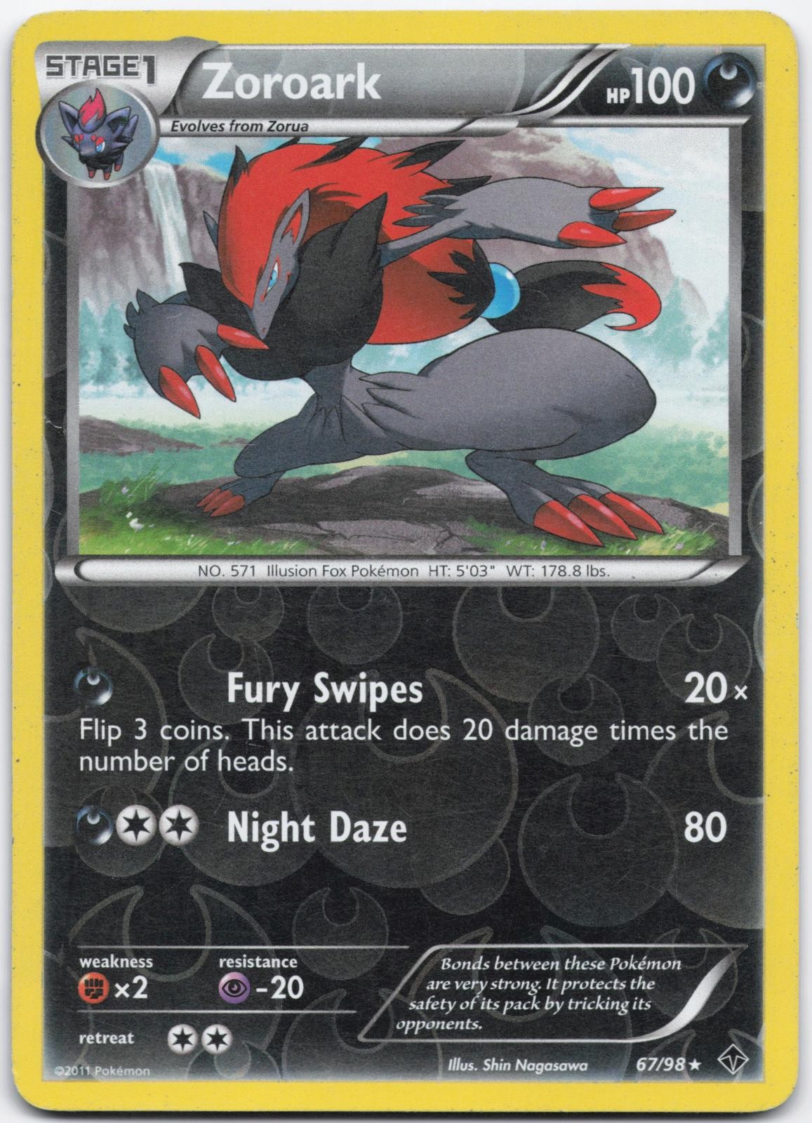 Zoroark 67/98 Holo Rare Emerging Powers Pokemon Reverse Holo Lightly Played