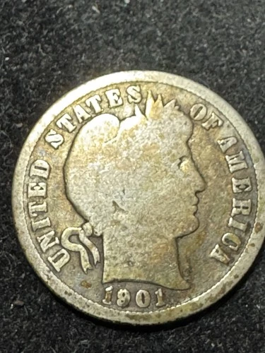 1901-S Barber Dime, Tough Date, Nice Details, Free Shipping